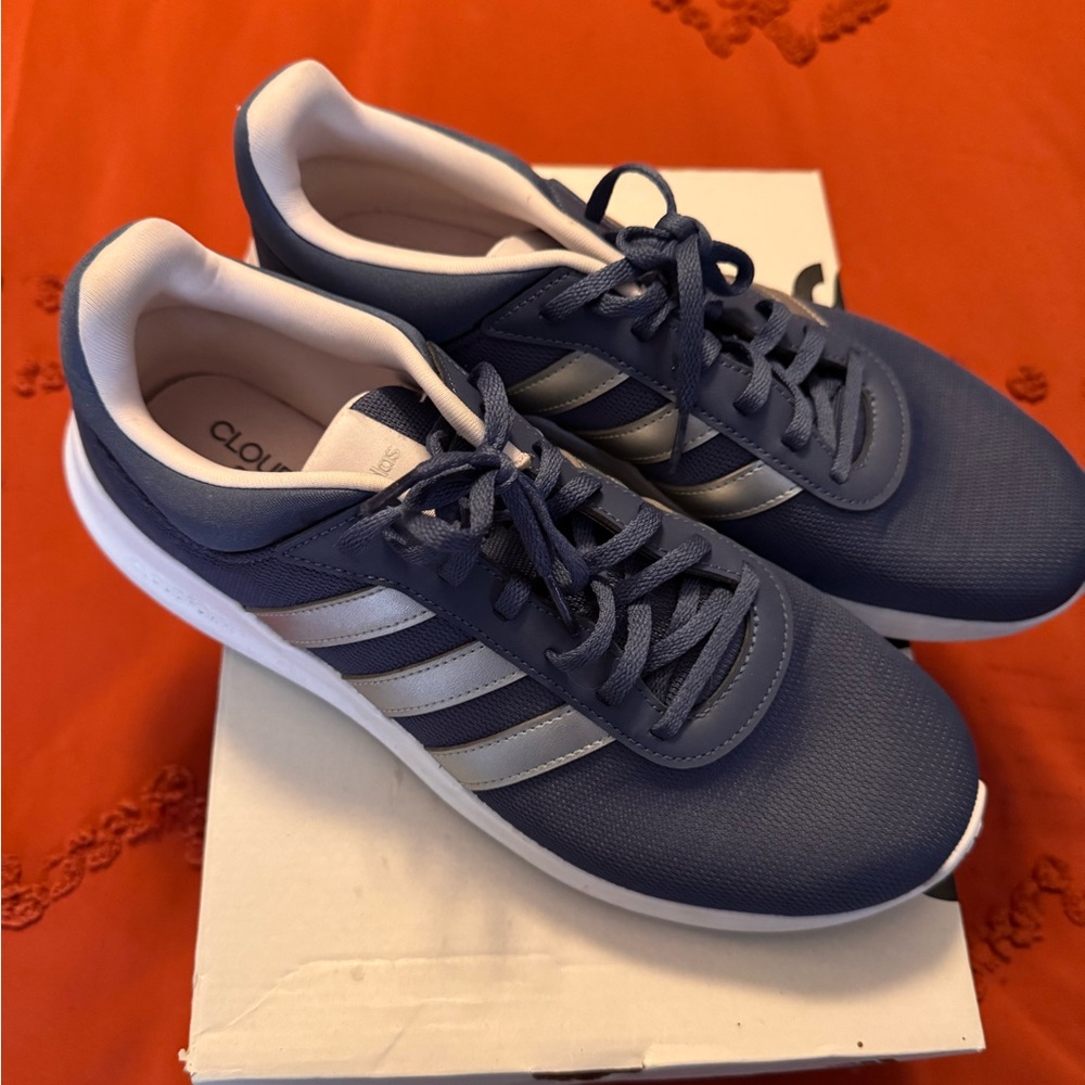 Adidas Cloudfoam Blue and White Comfort Shoes